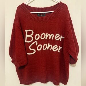 Stadium by Bamboa Boomer Sooner 3/4 Length Sleeve Crimson Sweater Size XL